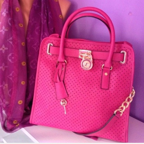 Michael Kors Handbags - Michael Kors Hot Pink Perforated Handbag